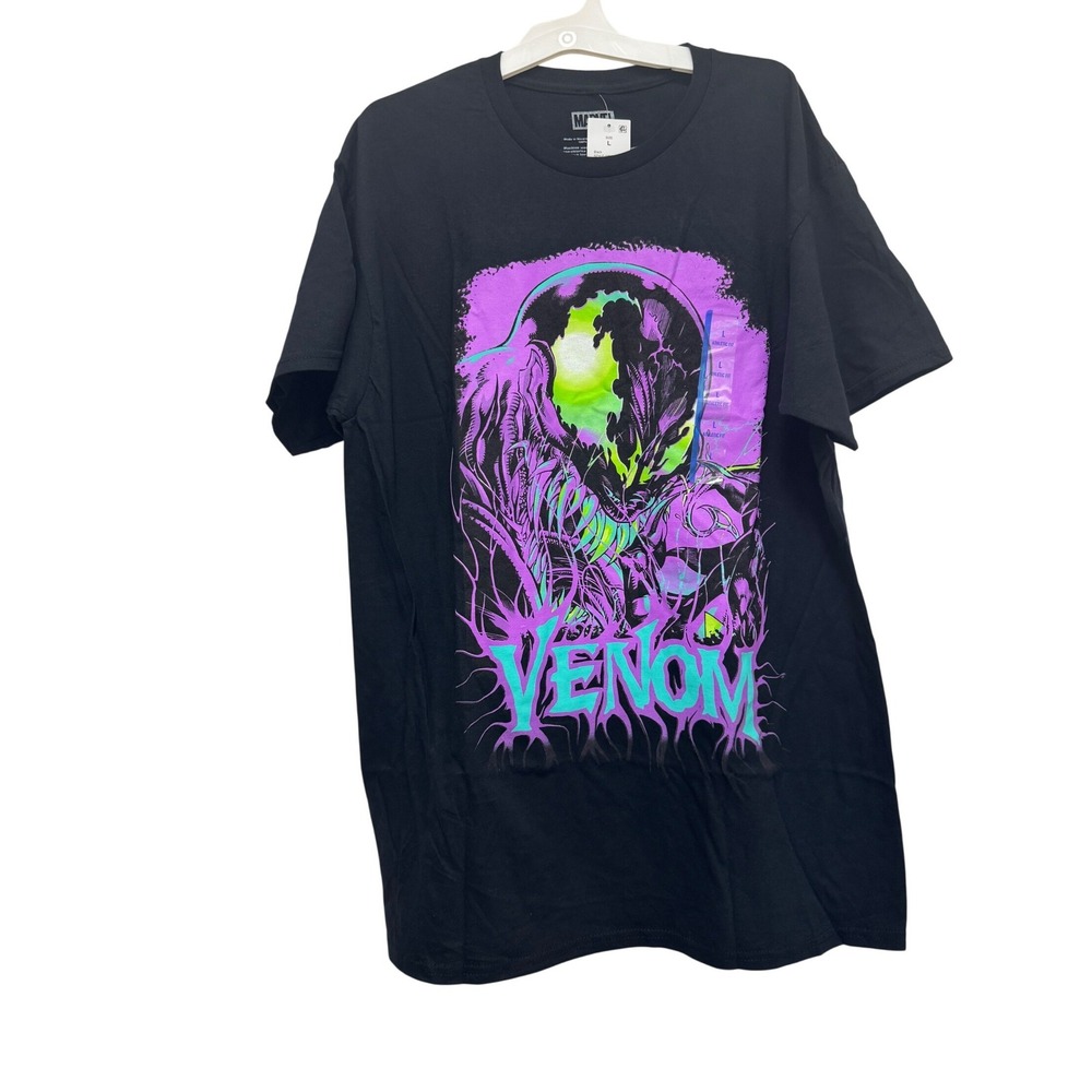 Marvel Venom Graphic T-Shirt Mens Large Black Neon Symbiote  NWT